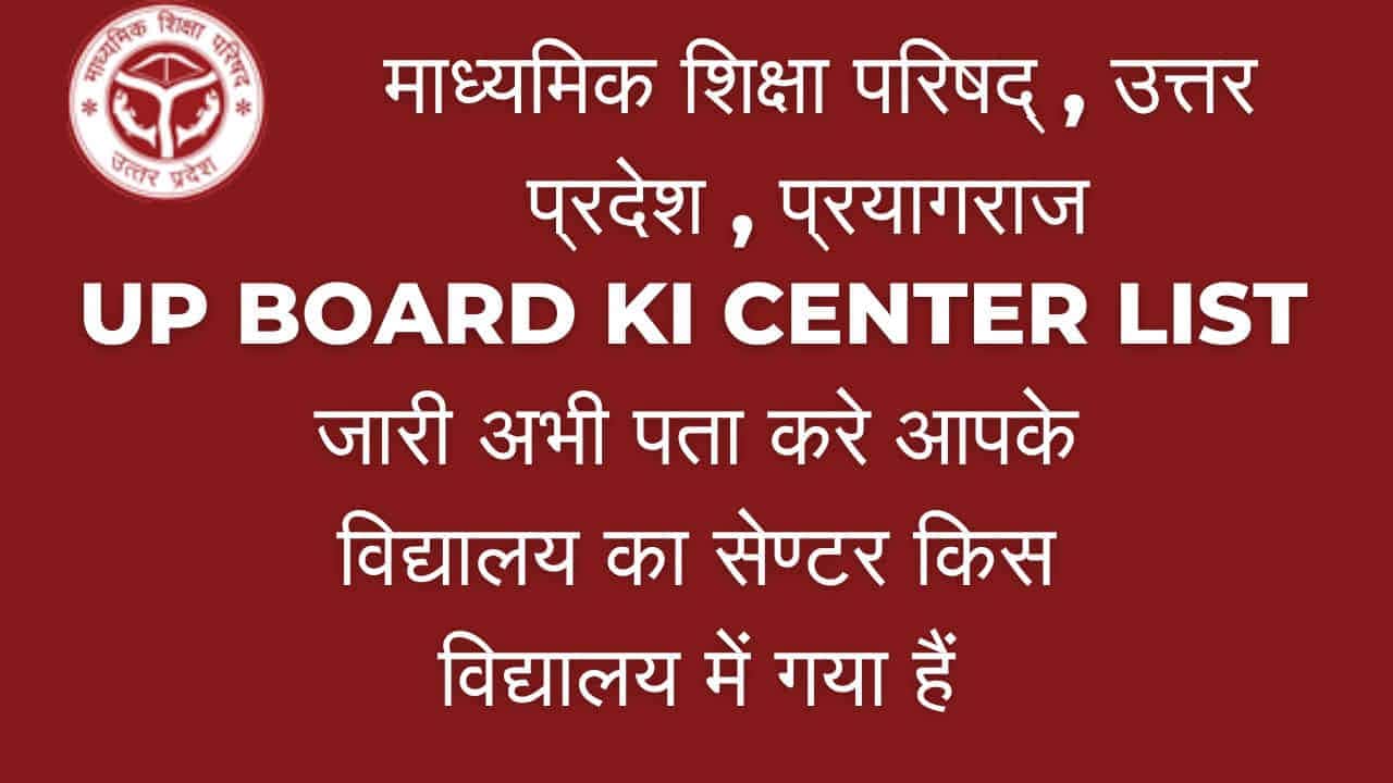 UPMSP Center List 2025 PDF