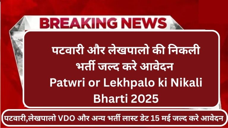 Patwri or Lekhpalo ki Nikali Bharti 2025