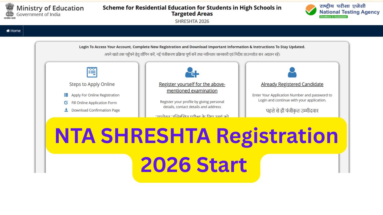 NTA SHRESHTA Registration 2026 Start