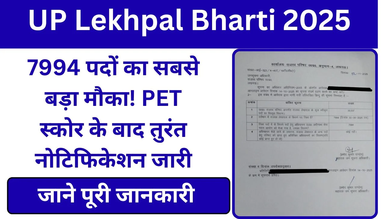 UP Lekhpal Bharti 2025 7994 पदों